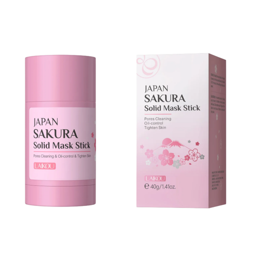 Japanese Skincare Sakura Cleansing Face Mask Stick. Easy Application, Twist-Up Clay Mask for Pore Deep Clean, Oil Control & Moisture Boost.