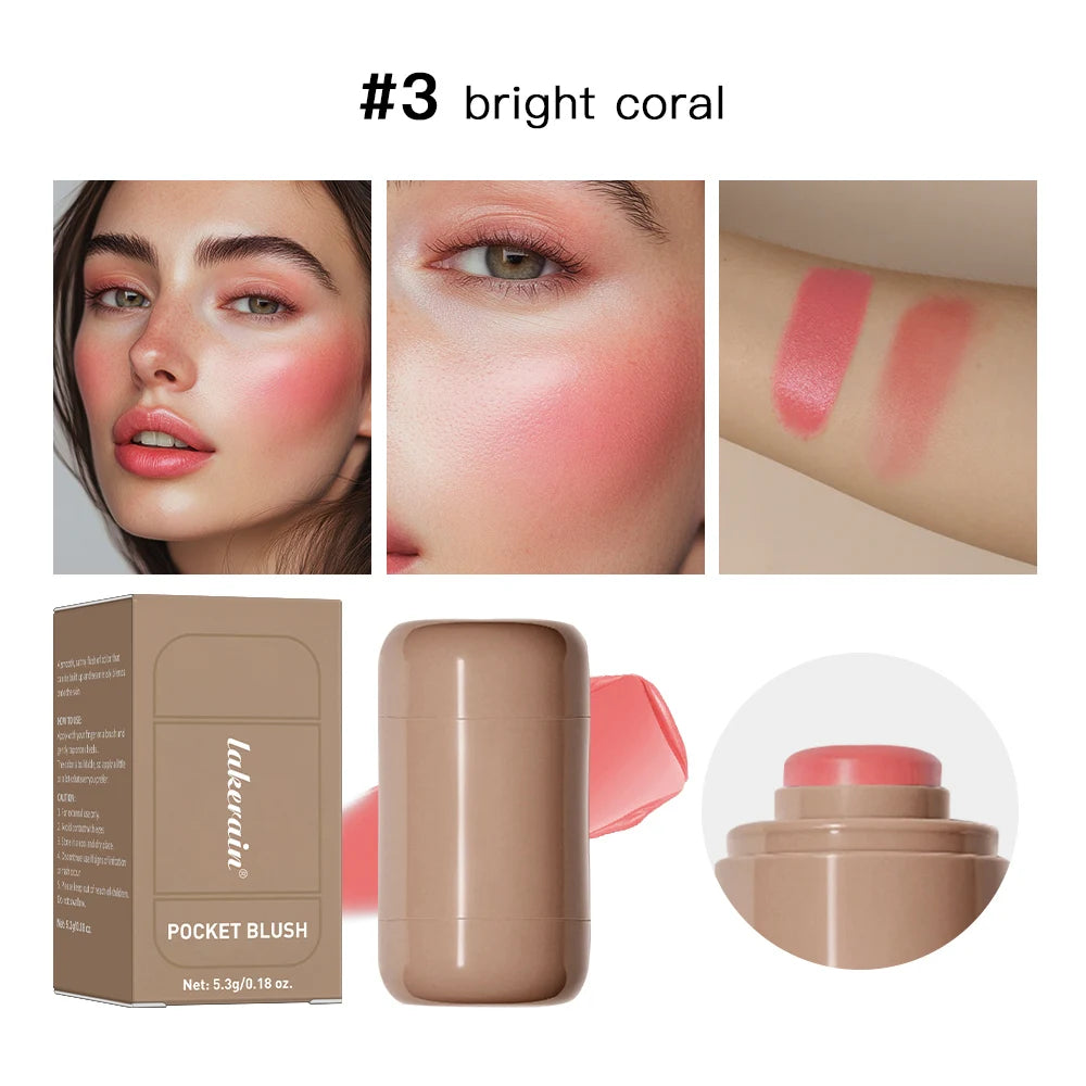Multi-use Blush Stick For Lips Cheek Long-lasting Hydrating Highlights Brighten Soft Natural Flush Cream Blush Stick