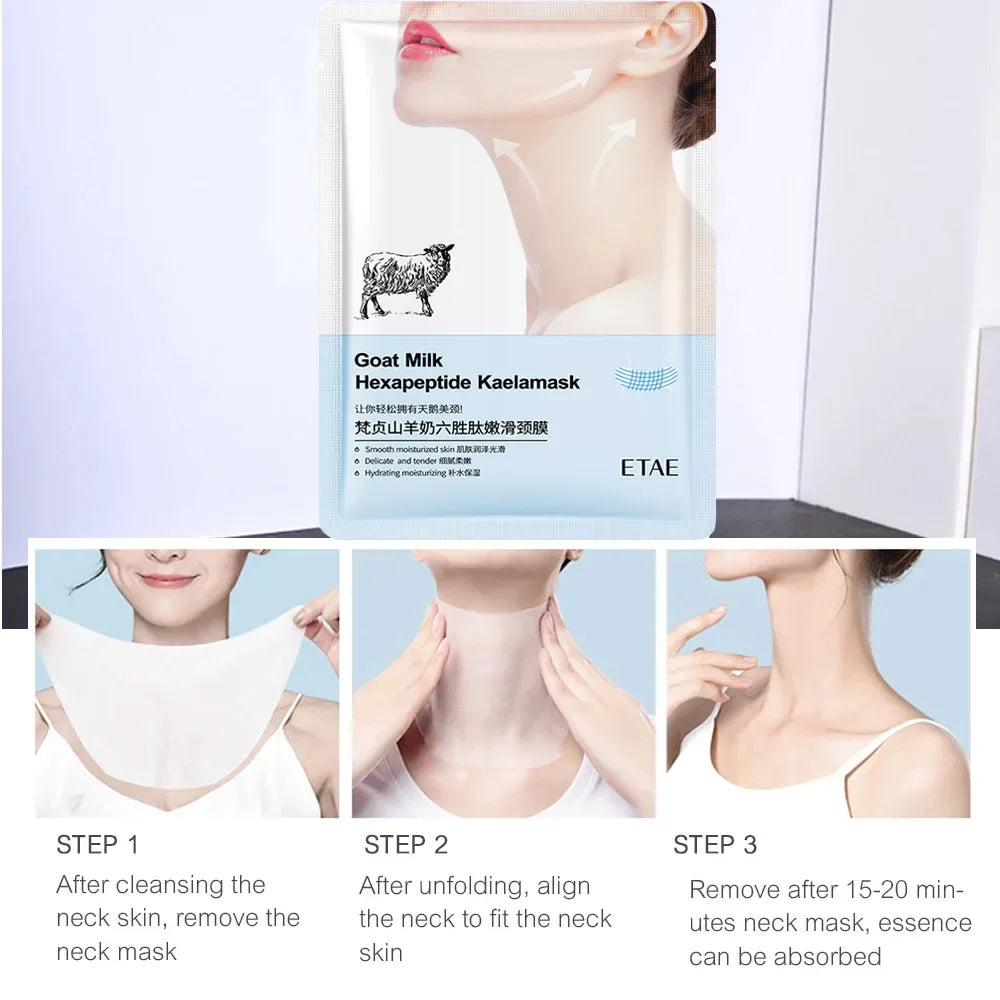 Goat Milk Six Peptides Neck Mask Collagen Firming Necks Skin Care Mask Beauty Moisturizing Lift Firming Neck Skin Care Mask